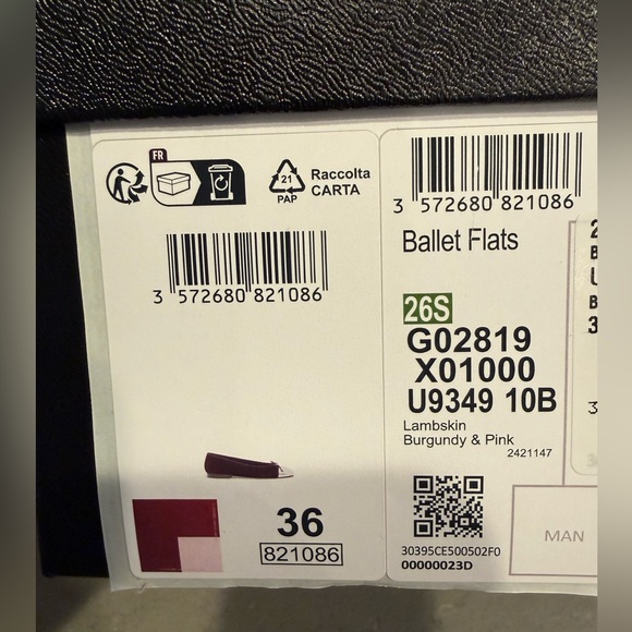 BNWT Chanel 26S Lambskin Burgundy & Pink Bow Tie Ballet Ballerina Flat, Size 36 - Picture 11 of 11